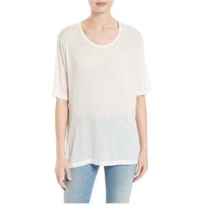 IRO Jeans Dway Studded Sheer Top Womens S Small White Oversized Mid Sleeve Shirt